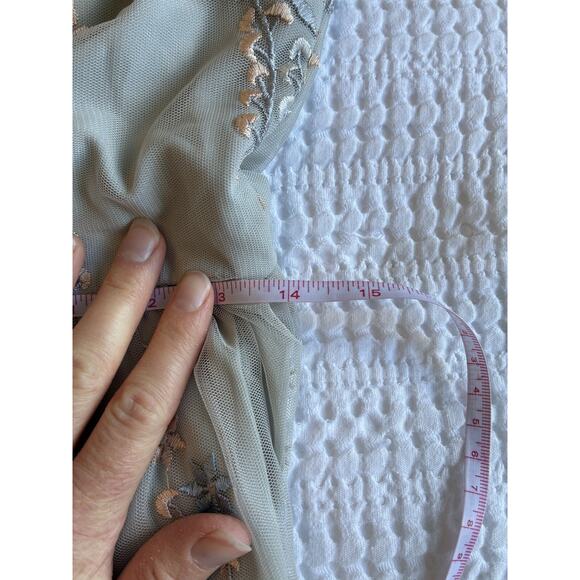 BHLDN Parsons Dress Midi Sz 6 Light Gray Floral Embroidered Mesh Fairy Wedding - Picture 13 of 15